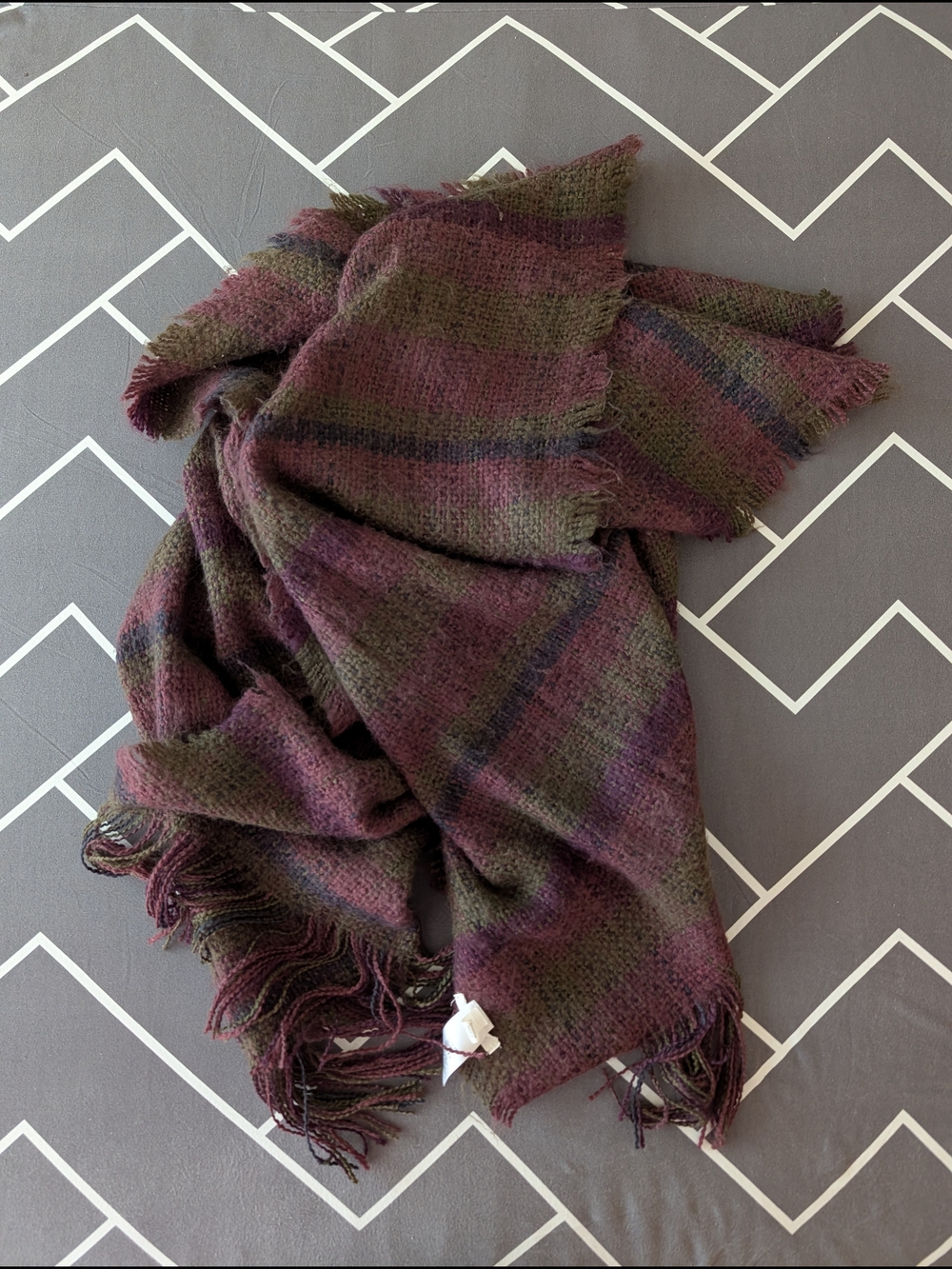 Women's Maurices Plush Scarf in Heathered Plum and Olive